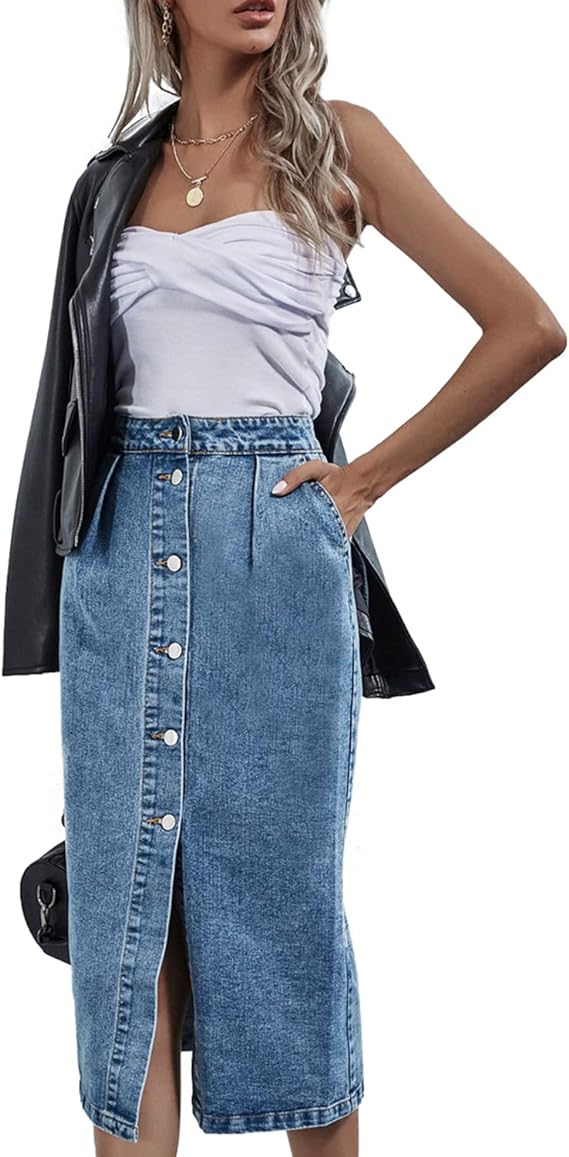 midi jean skirt