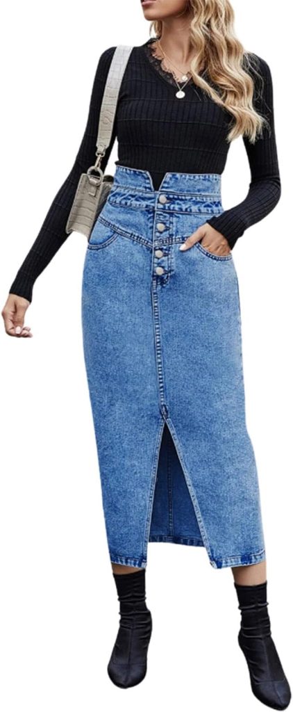 midi jean skirt