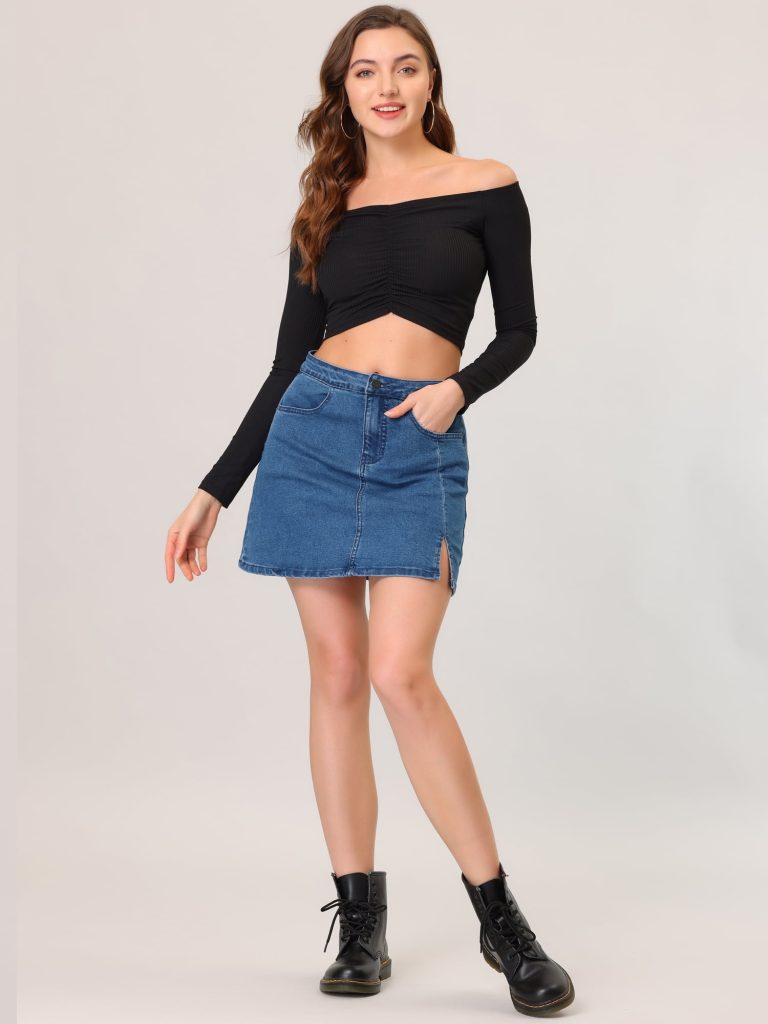 denim mini skirt