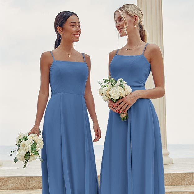 steel blue bridesmaid dresses